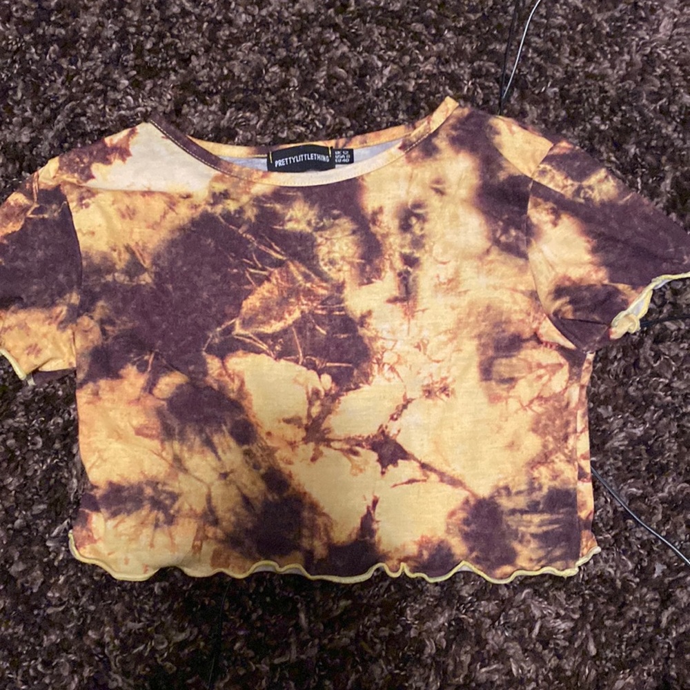 yellow & brown tie die crop top